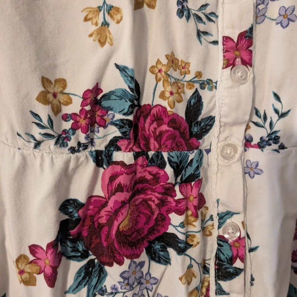 🌹 Torrid Multicolor Floral Button-Front Sleeveless Babydoll Rose Size 2 (18/20) - Picture 3 of 4